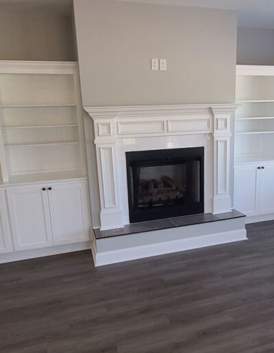 custom built shelf and fireplace