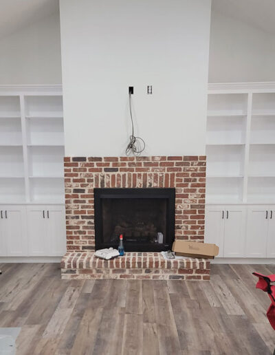 custom wood shelves fireplace mantle