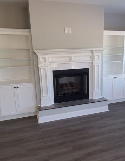 storage cabinets shelves fireplace